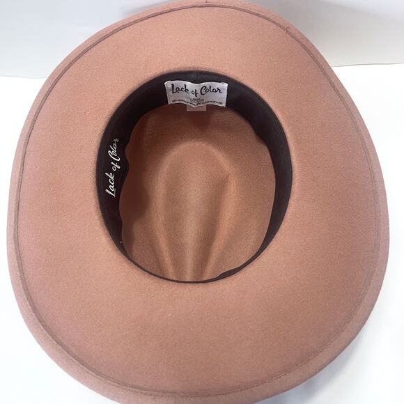 LACK OF COLOR The Fleur Wool Fedora Hat in Dusty Mauve Size 55cm/S - Picture 9 of 13